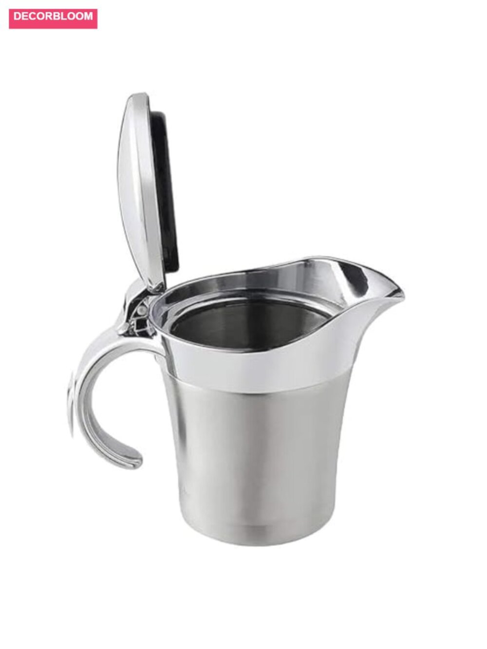 Stainless Steel Insulated Gravy Boat with Hinged Lid, 450ml Anti-Drip Sauce